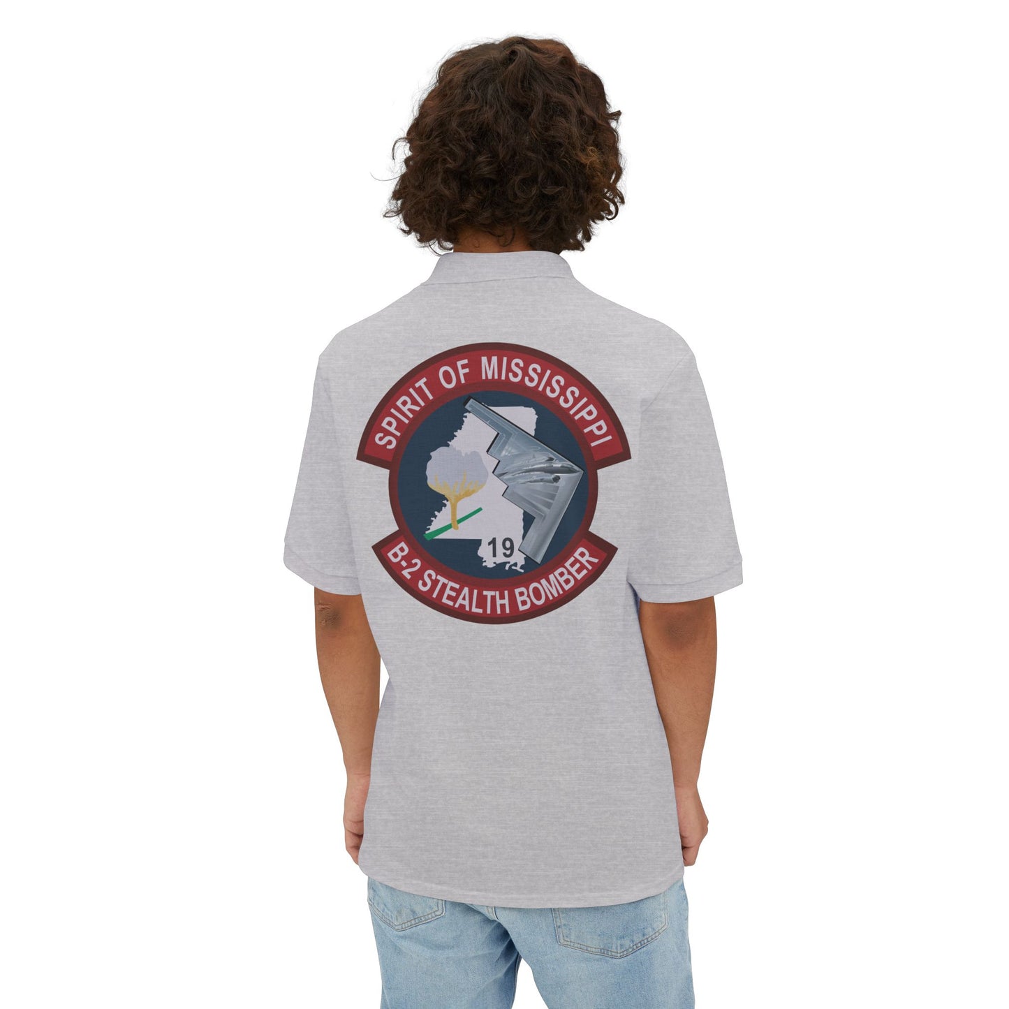 Men's Piqué Polo - USAF - B2 - Spirit of Mississippi - Stealth Bomber wo txt X 300