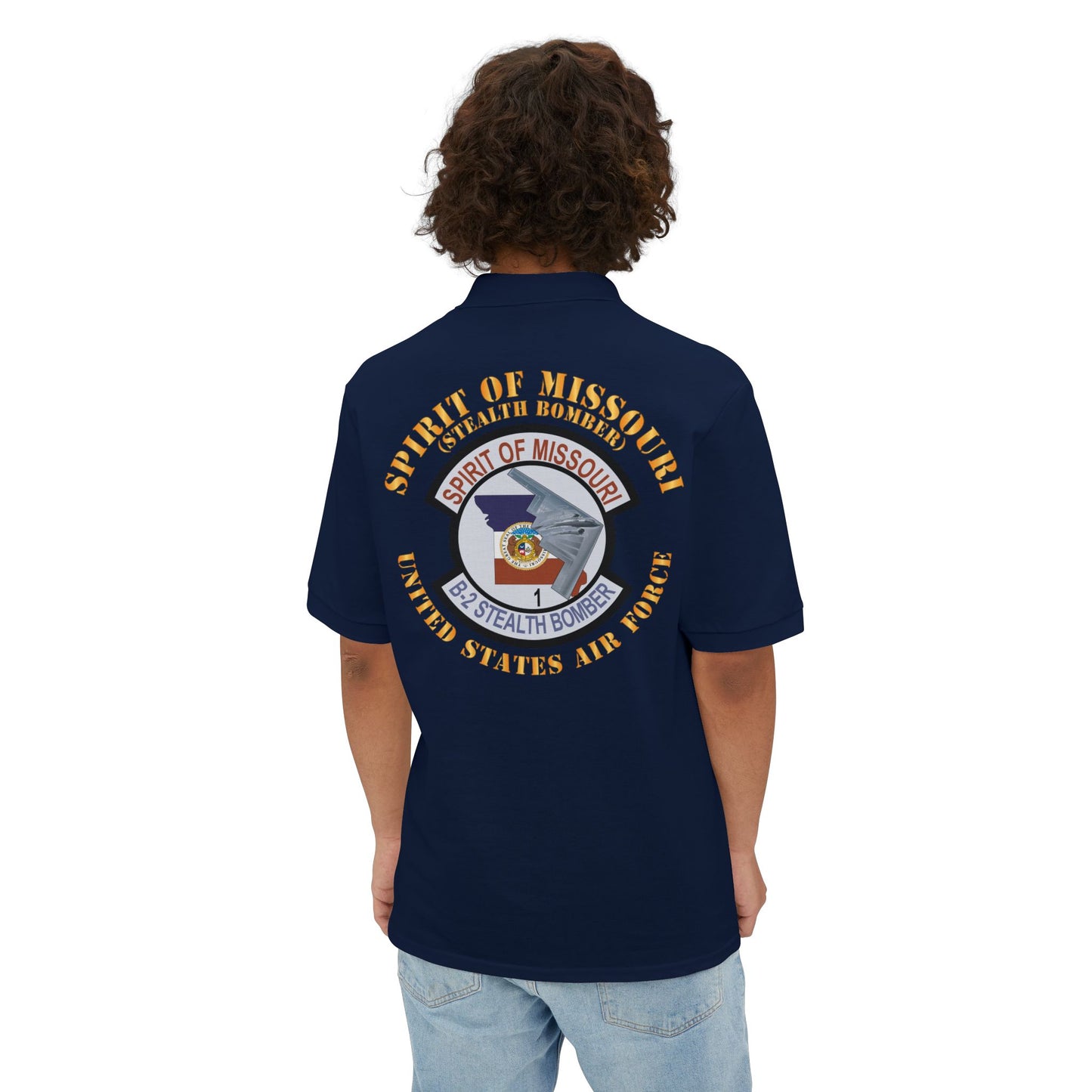 Men's Piqué Polo - USAF - B2 - Spirit of Missouri Stealth Bomber X 300