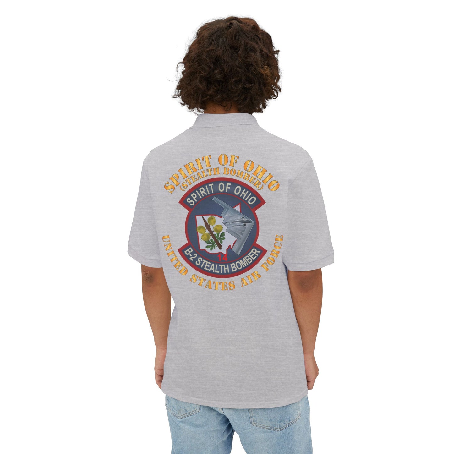 Men's Piqué Polo - USAF - B2 - Spirit of Ohio - Stealth Bomber X 300