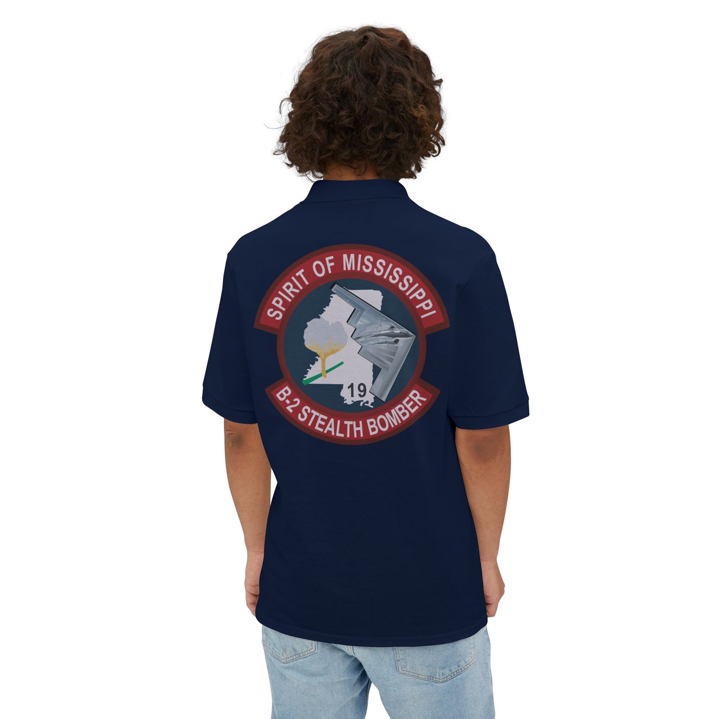 Men's Piqué Polo - USAF - B2 - Spirit of Mississippi - Stealth Bomber wo txt X 300
