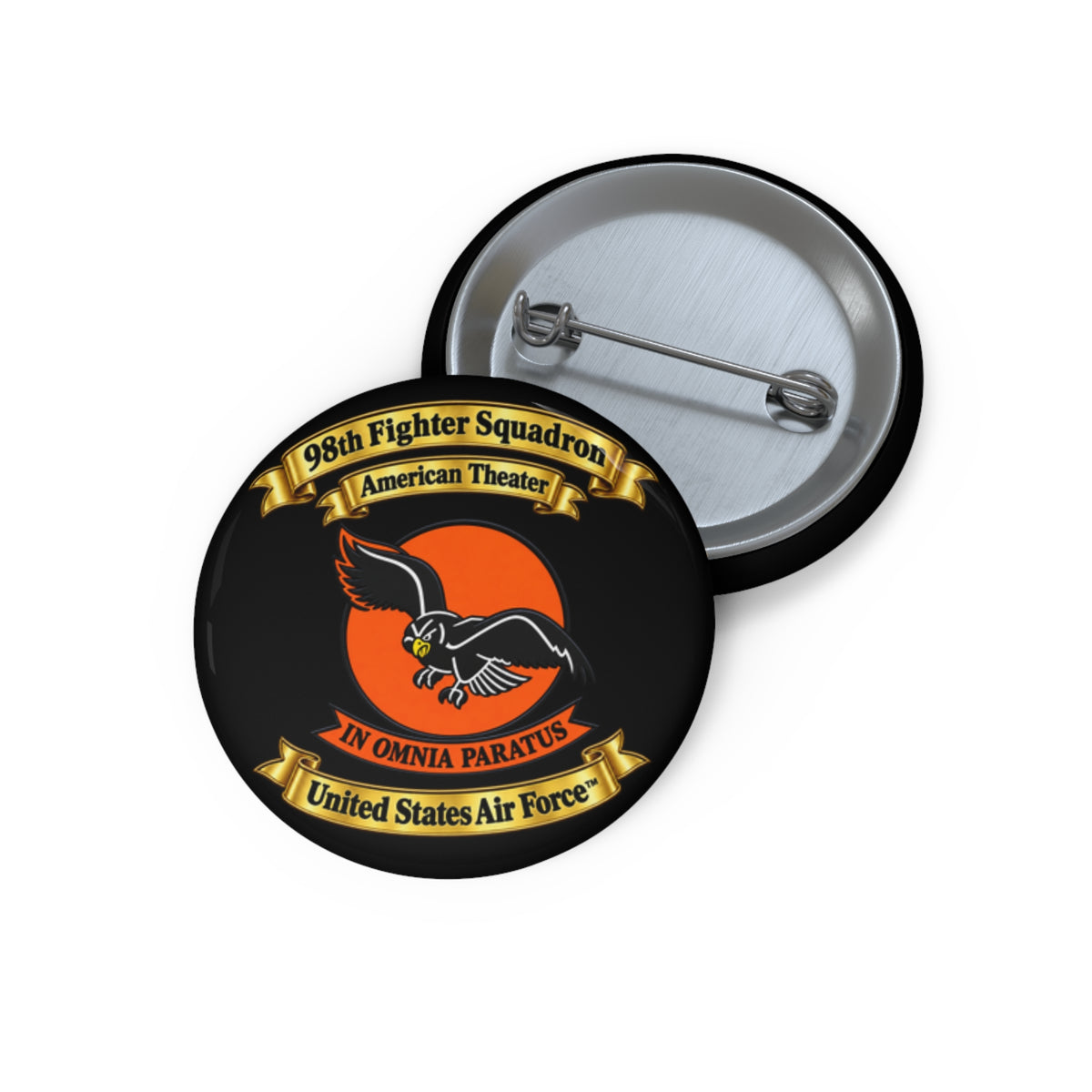 Custom Pin Button - 98th Fighter-Interceptor Squadron - SSI - American Theater - USAAF - 3D - Transparent