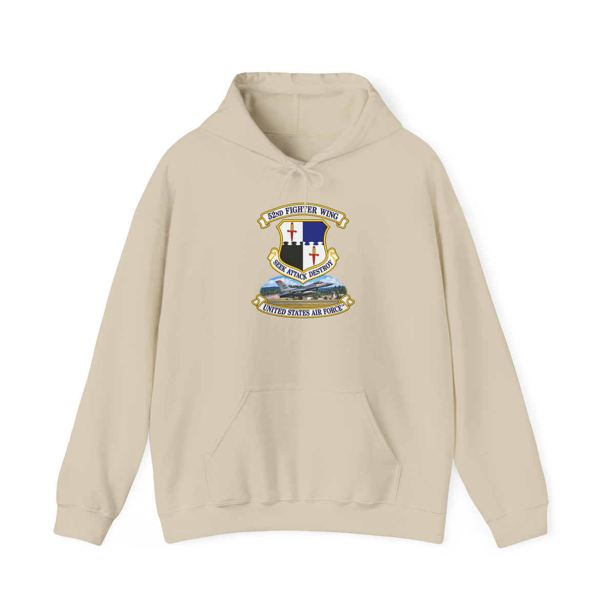 Unisex Heavy Blend Hooded Sweatshirt - 52nd Fighter Wing - Shield - United States Air Force w scene and TM