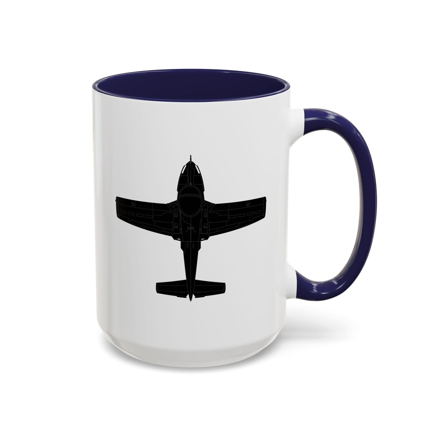 Accent Coffee Mug (11oz & 15oz) - Aircraft - T-37-Trainer - Top - Black - Metal X 300