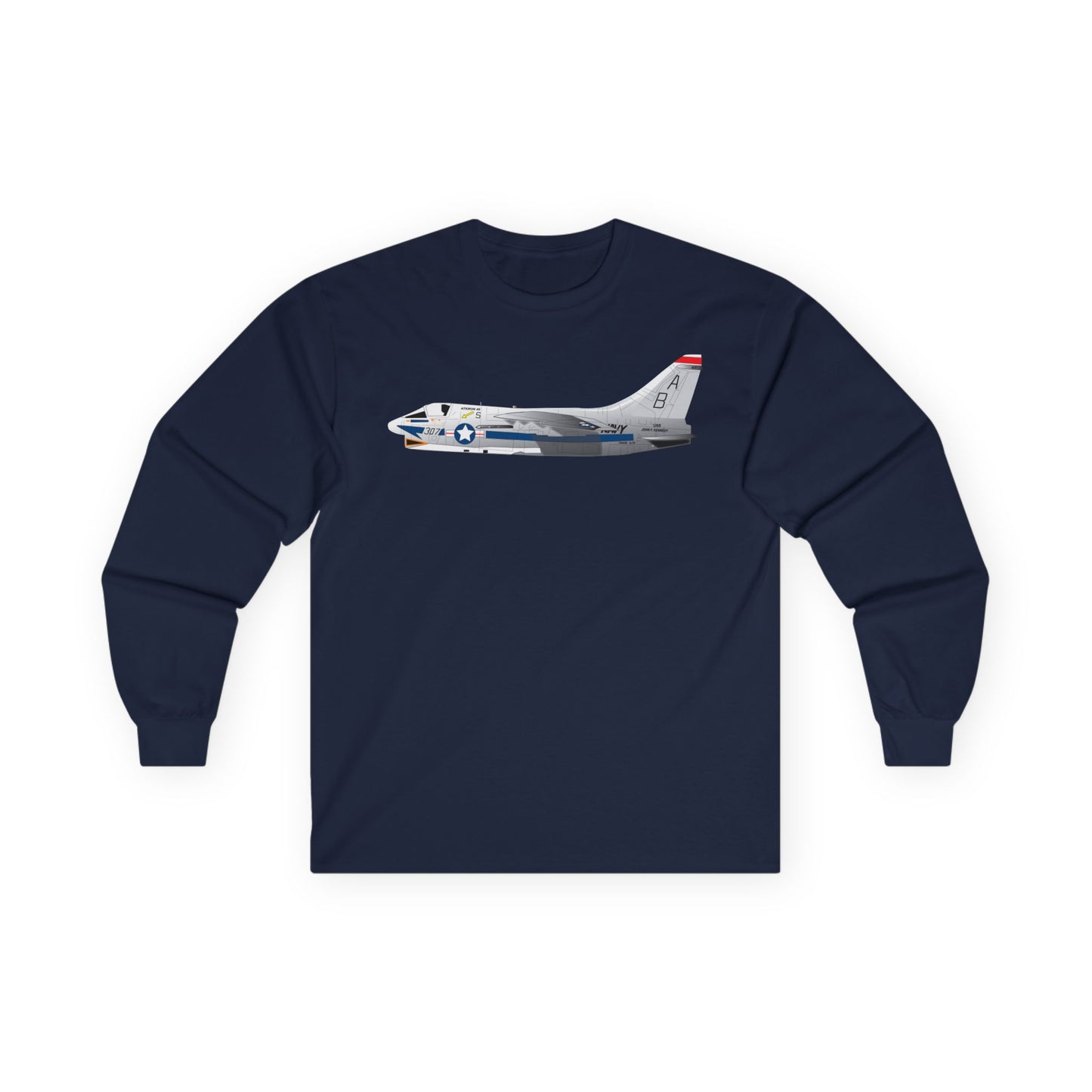 Unisex Ultra Cotton Long Sleeve Tee - Aircraft - Navy - A-7B Corsair II - Side X 300