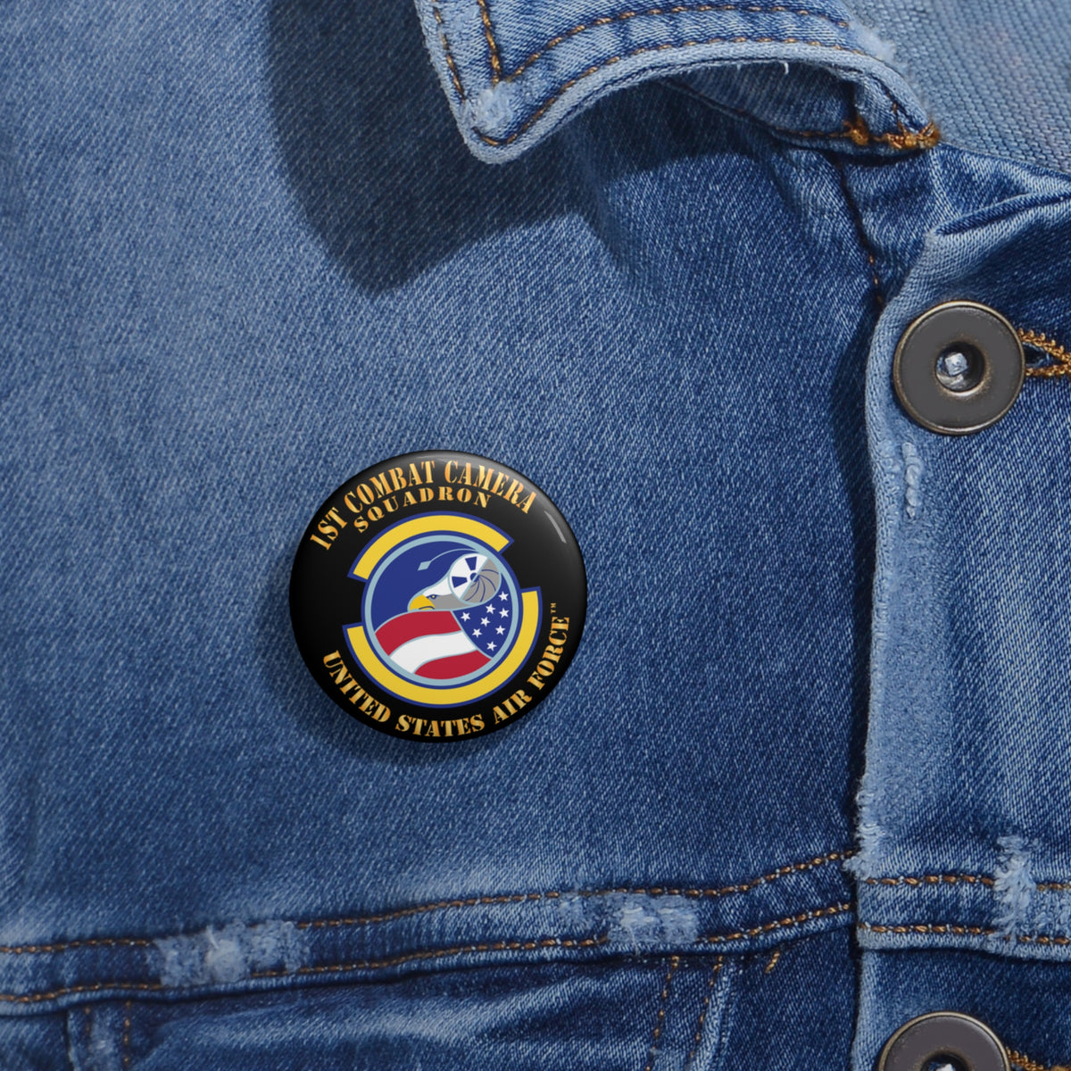 Custom Pin Button - USAF -  1st Combat Camera Squadron