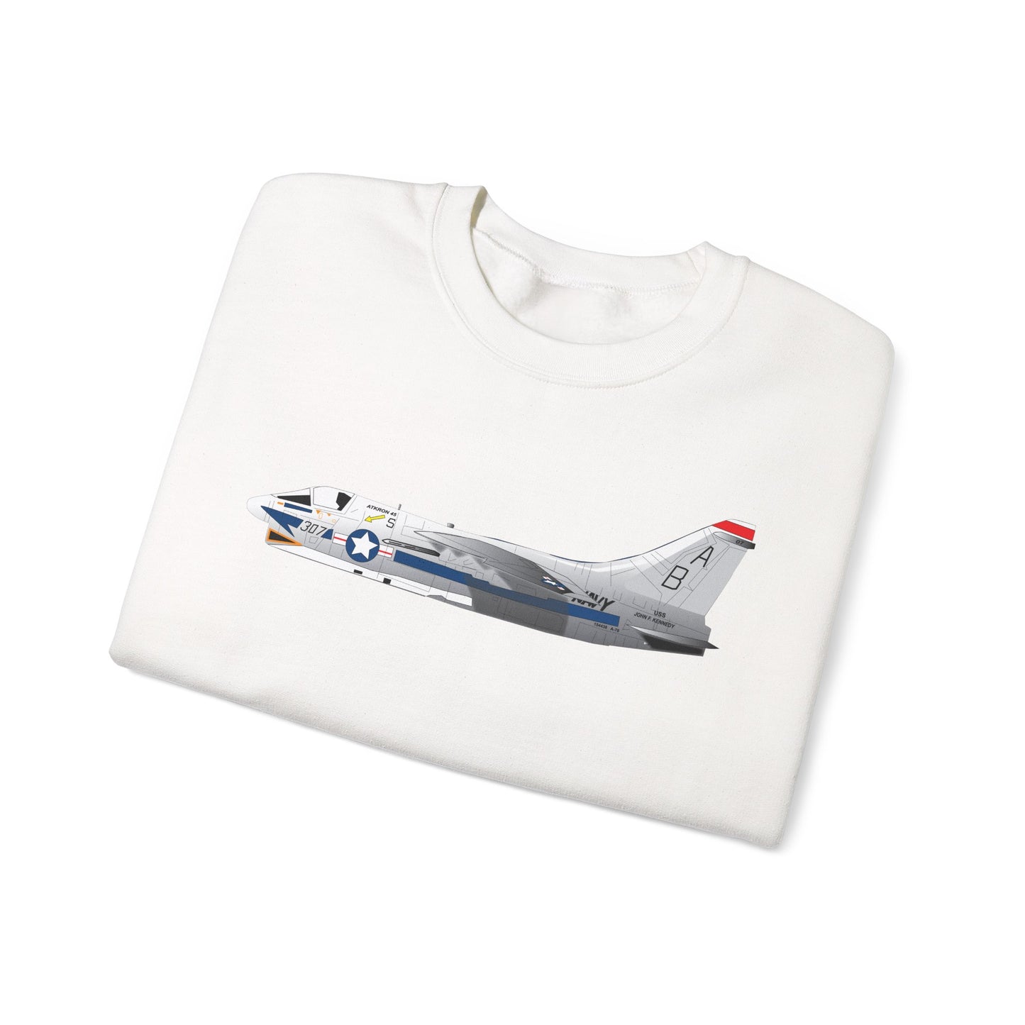Crewneck Sweatshirt - Aircraft - Navy - A-7B Corsair II - Side X 300