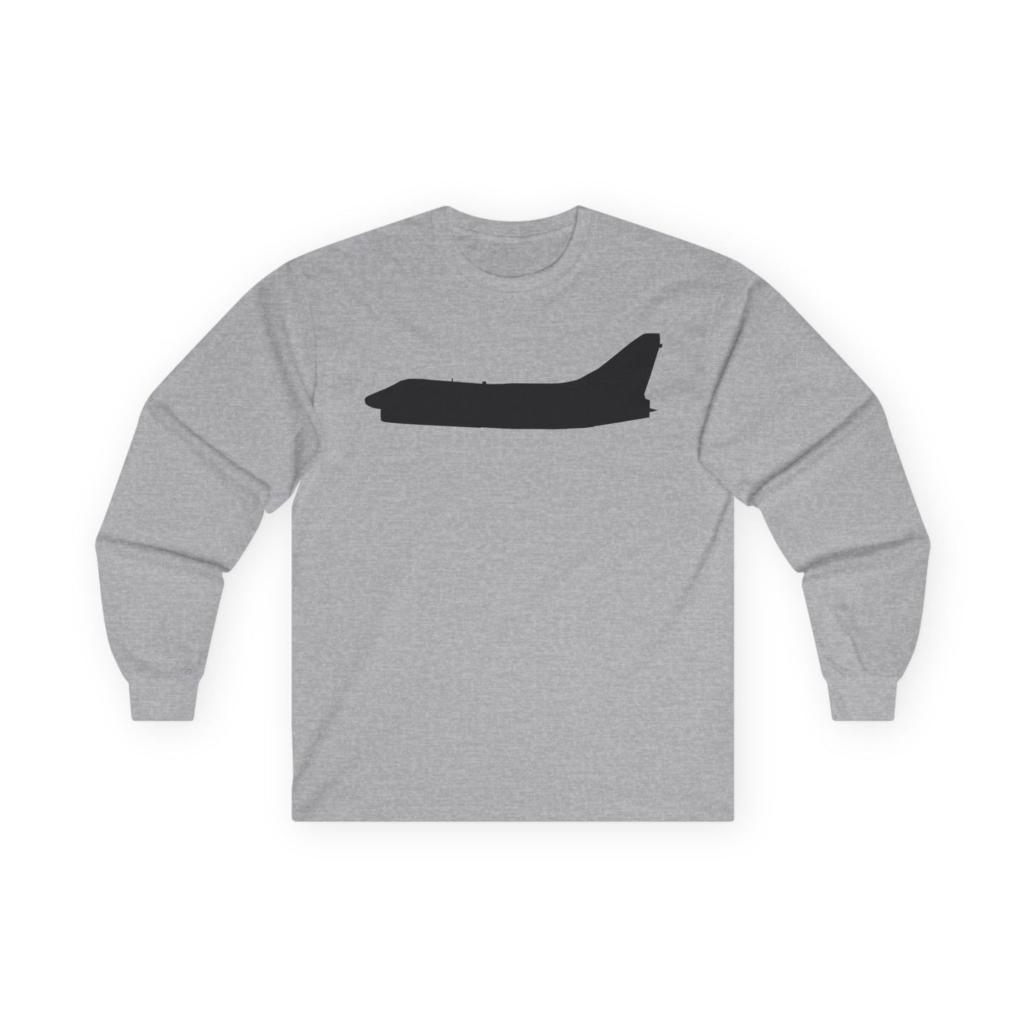 Unisex Ultra Cotton Long Sleeve Tee - Aircraft - Navy - A-7B Corsair II - Side - Silhouette X 300