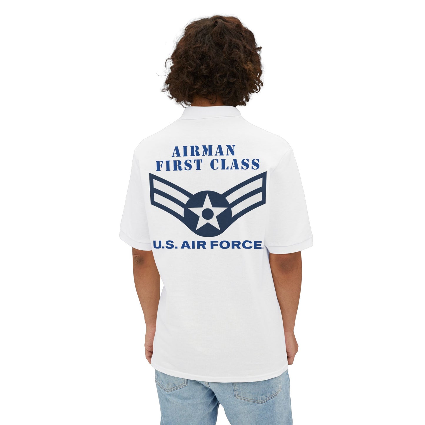 Men's Piqué Polo - USAF - Airman (E2) - 2020 - US Air Force w Text X 300