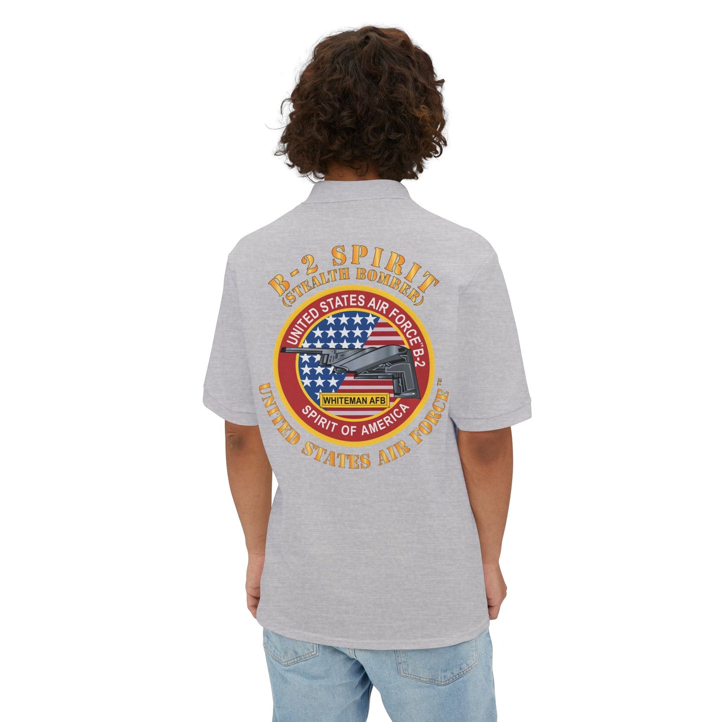 Men's Piqué Polo - USAF - B2 - Spirit - Stealth Bomber X 300