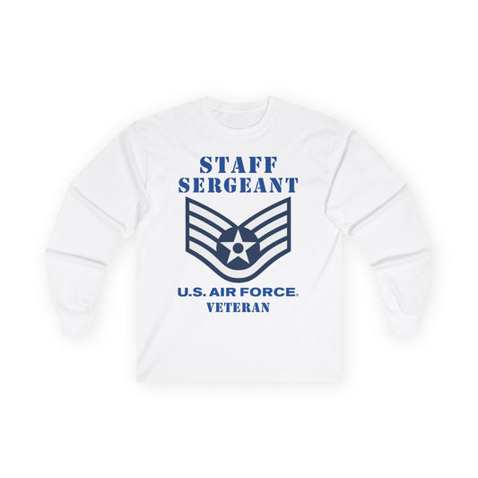 Unisex Ultra Cotton Long Sleeve Tee - USAF - Staff Sergeant (E5) - 2020 - Veteran