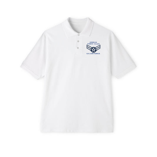 Men's Piqué Polo - USAF - Airman - First Class (E3) - 2020 - US Air Force w Text X 300