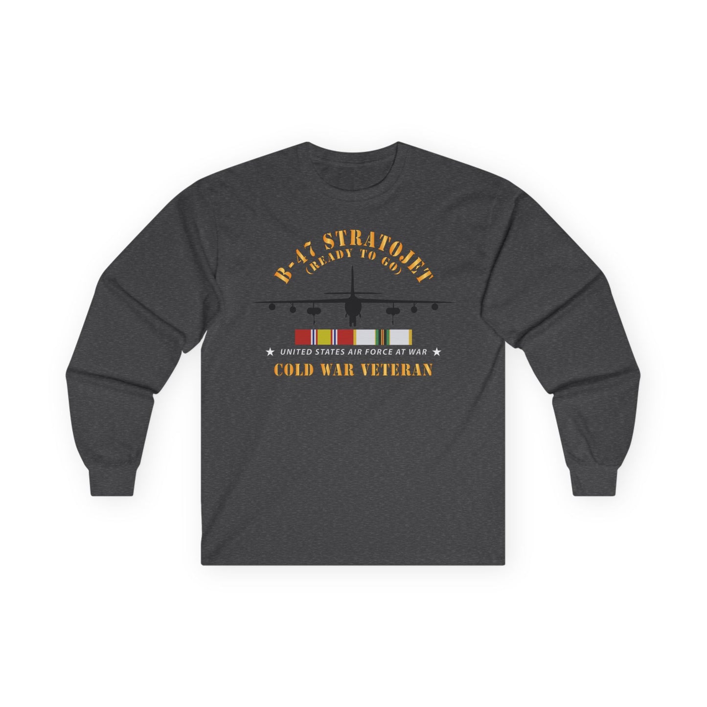 Unisex Ultra Cotton Long Sleeve Tee - USAF - B-47 Stratojet - Ready to Go - Silhouette - Cold War Veteran X 300