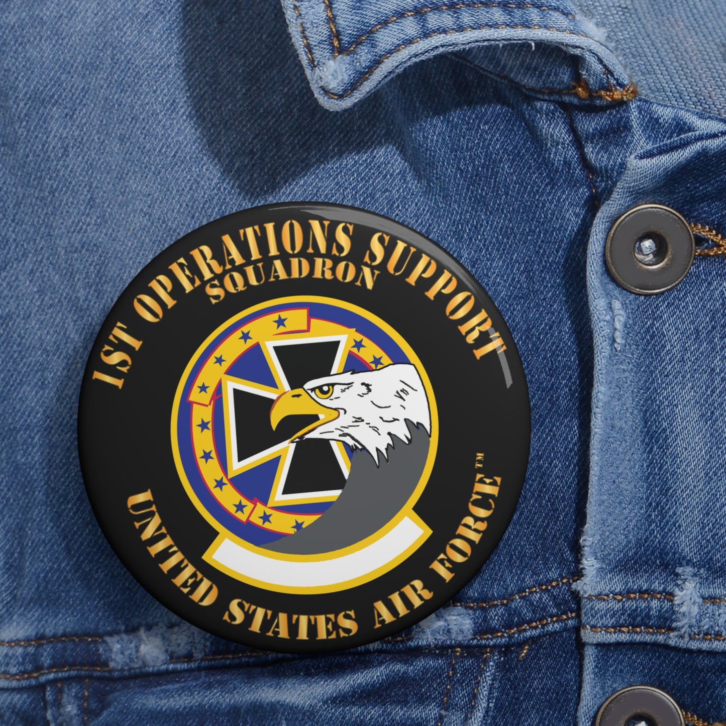 Custom Pin Button - USAF - 1st Operations Support Squadron