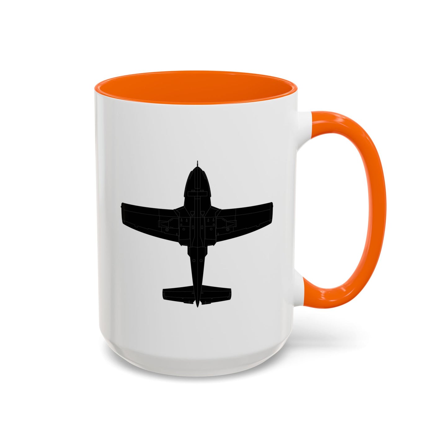 Accent Coffee Mug (11oz & 15oz) - Aircraft - T-37-Trainer - Bottom - Black - Metal X 300