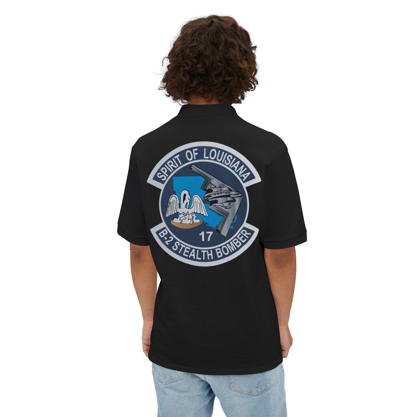 Men's Piqué Polo - USAF - B2 - Spirit of Louisiana - Stealth Bomber X 300