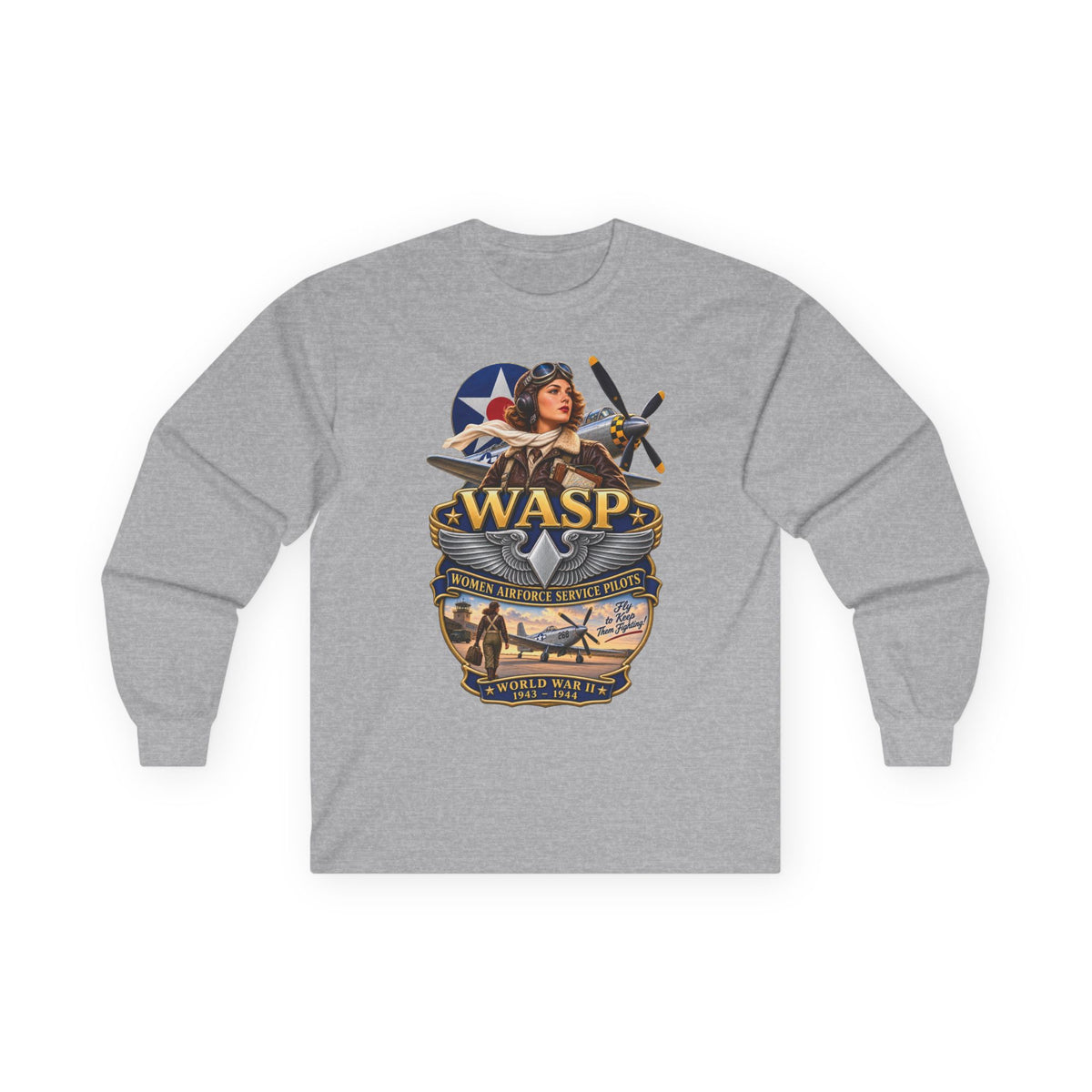 Unisex Ultra Cotton Long Sleeve Tee - WASP - Women Airforce Service Pilot - WWII - 3D - Enhanced