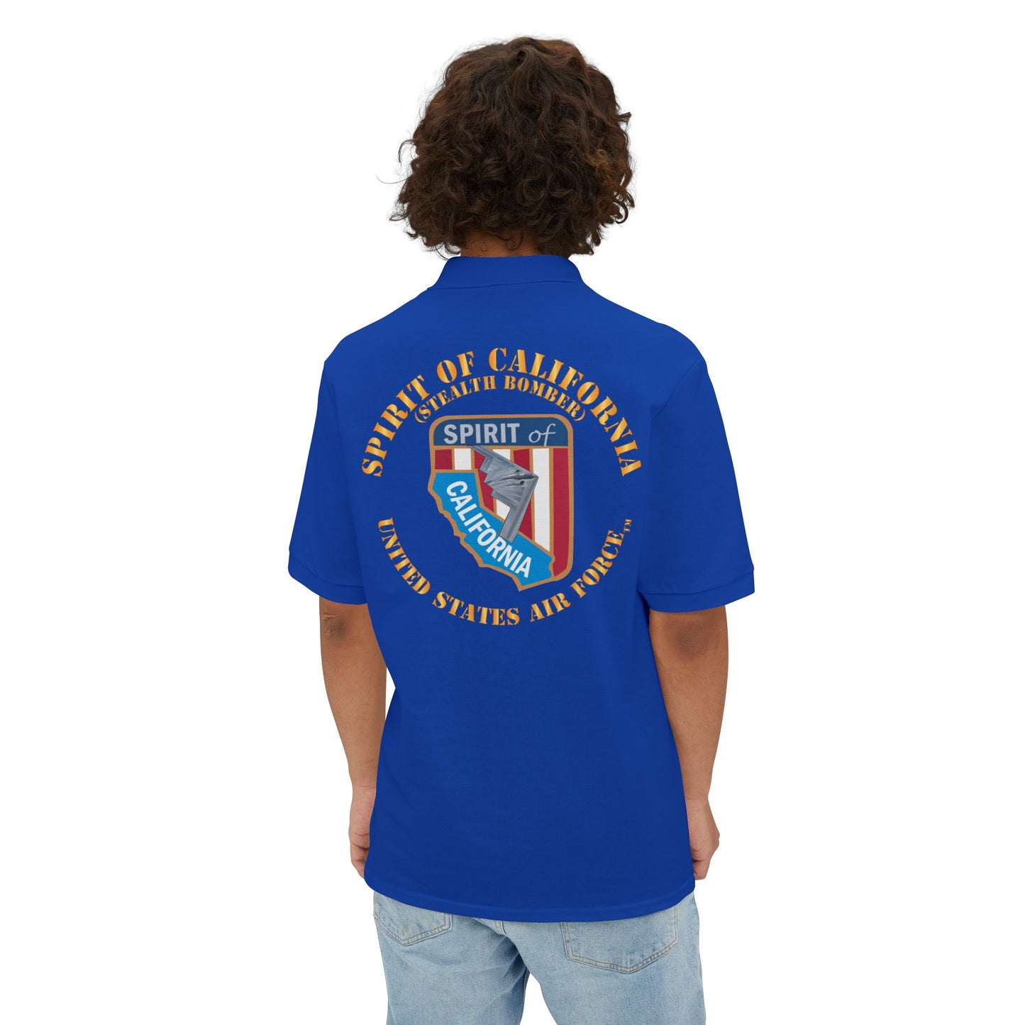 Men's Piqué Polo - USAF - B2 - Spirit of California - Stealth Bomber X 300