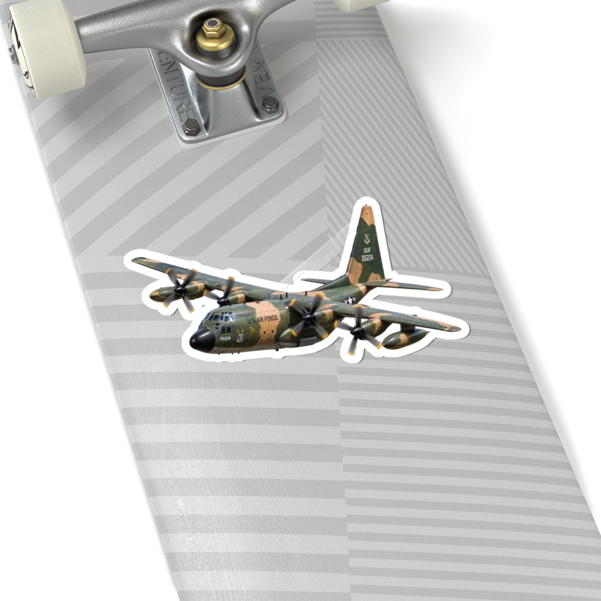 Kiss-Cut Stickers - C-130  Aircraft - Camo - Steep Left Bank Climbing Turn