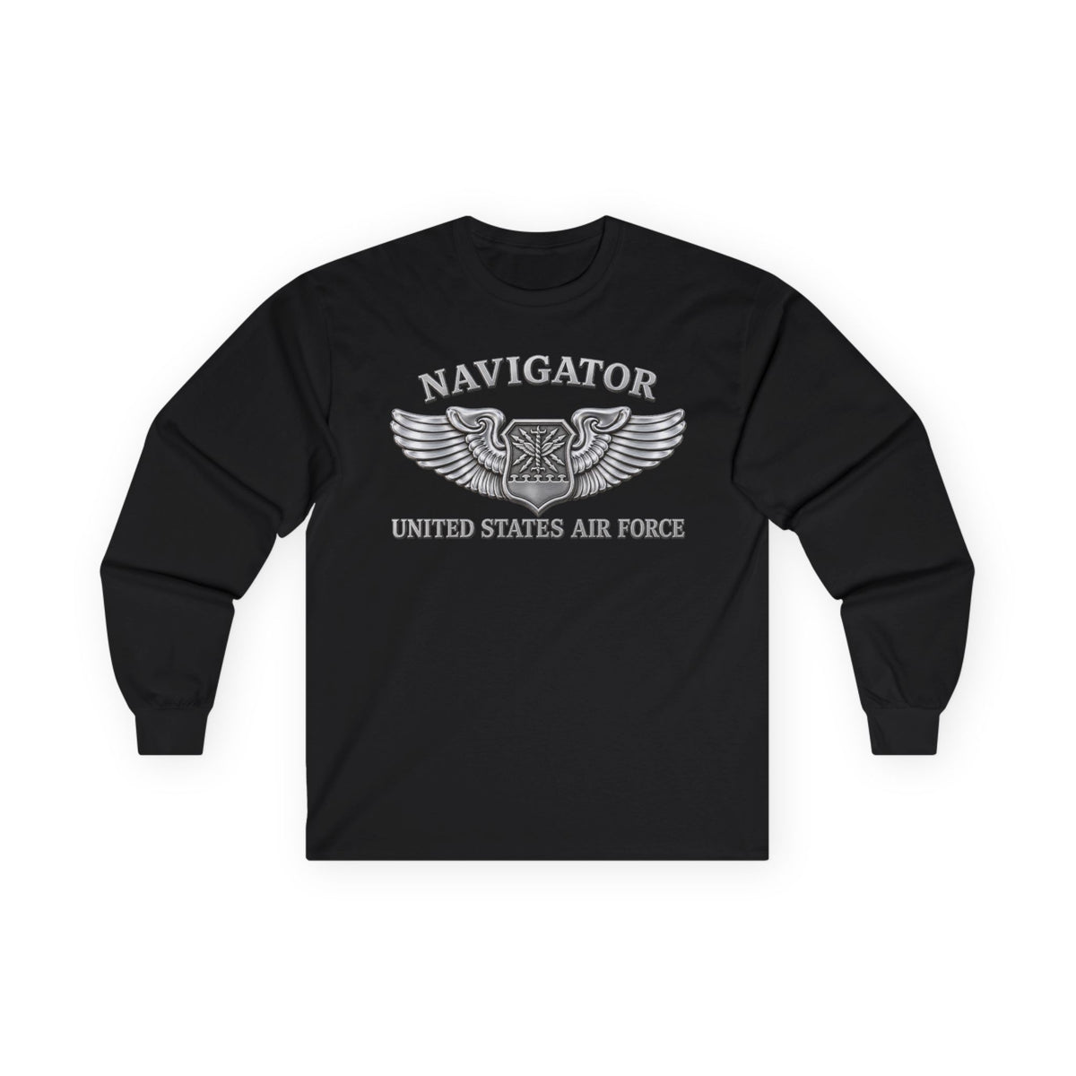 Unisex Ultra Cotton Long Sleeve Tee - USAF - Navigator Badge - United States Air Force - 3D - Enhanced