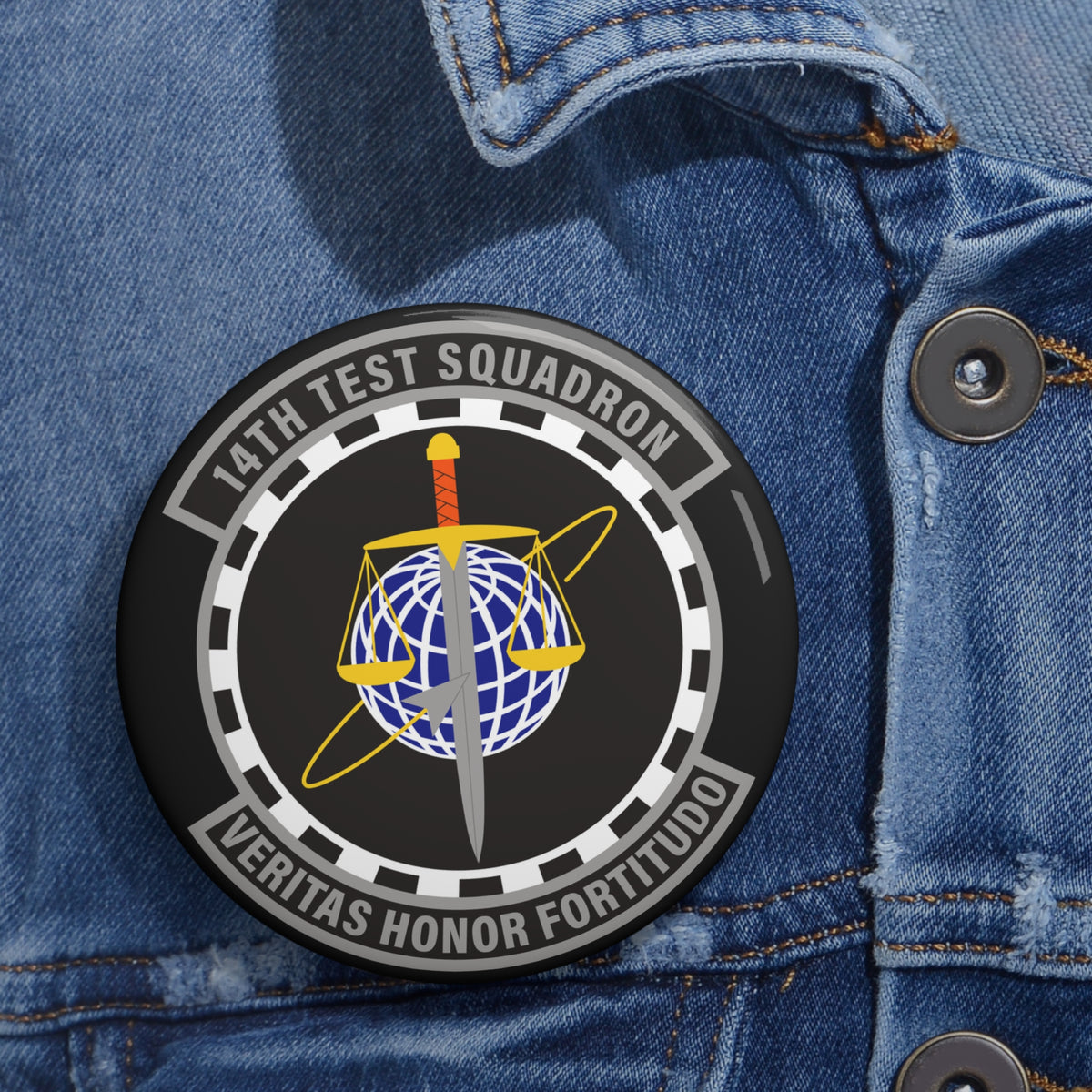 Custom Pin Button - USAF - 14th Test Squadron wo txt