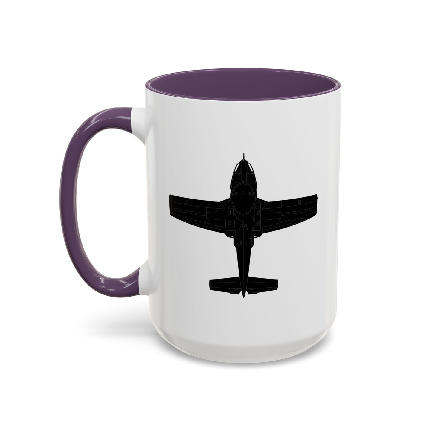 Accent Coffee Mug (11oz & 15oz) - Aircraft - T-37-Trainer - Top - Black - Metal X 300