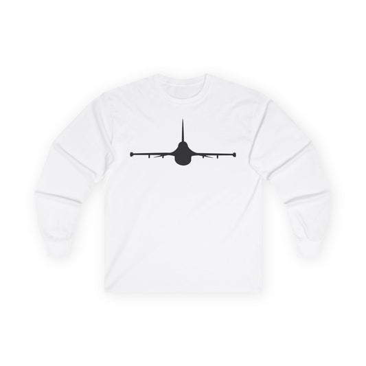 Unisex Ultra Cotton Long Sleeve Tee - Aircraft - F-16 - Front - Silhouette wo Txt X 300