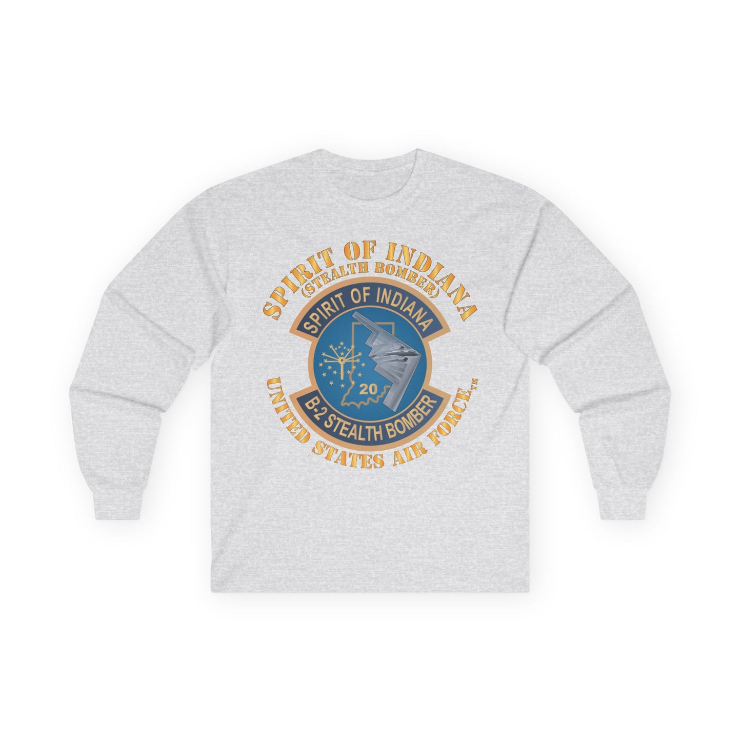 Unisex Ultra Cotton Long Sleeve Tee - USAF - B2 - Spirit of Indiana - Stealth Bomber X 300