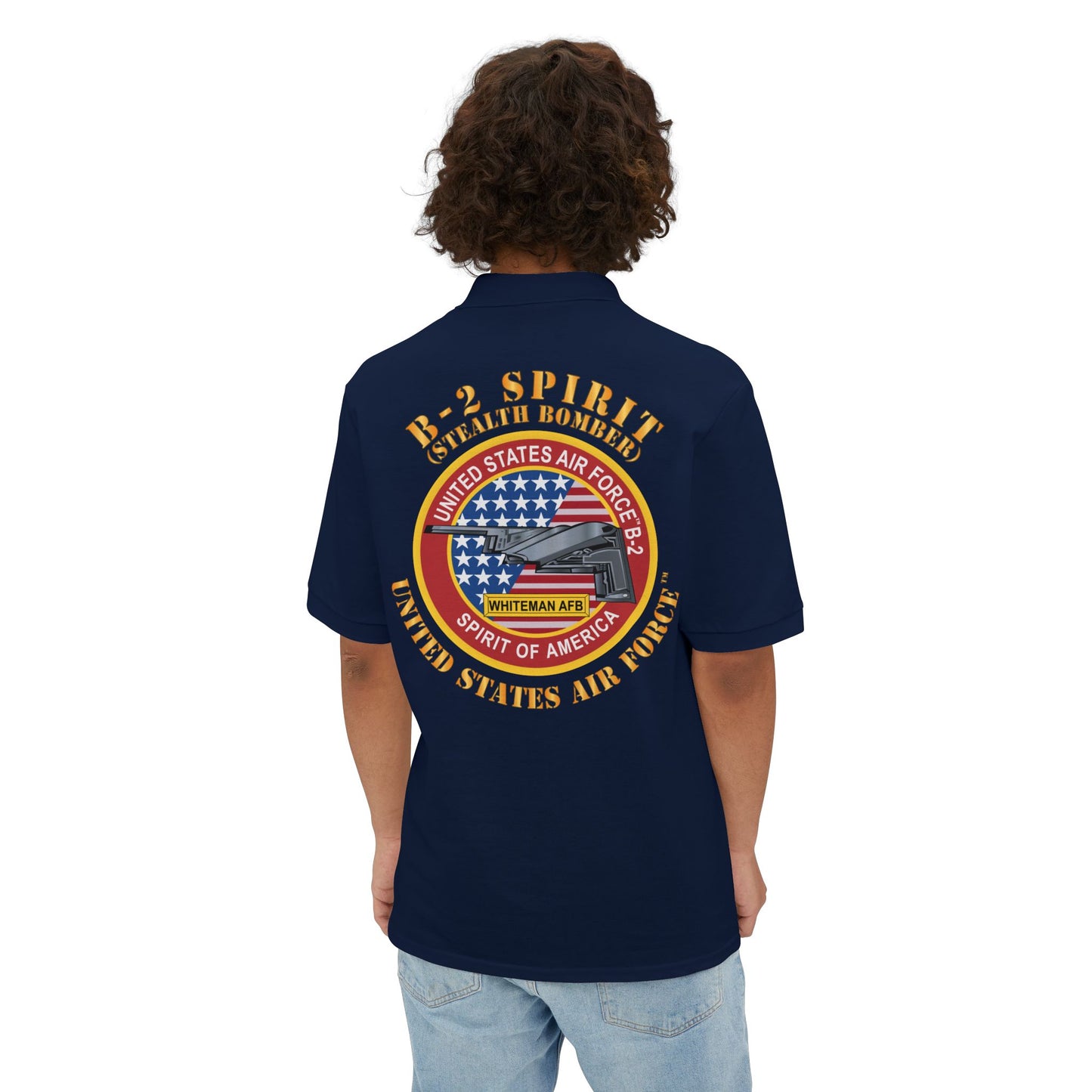Men's Piqué Polo - USAF - B2 - Spirit - Stealth Bomber X 300