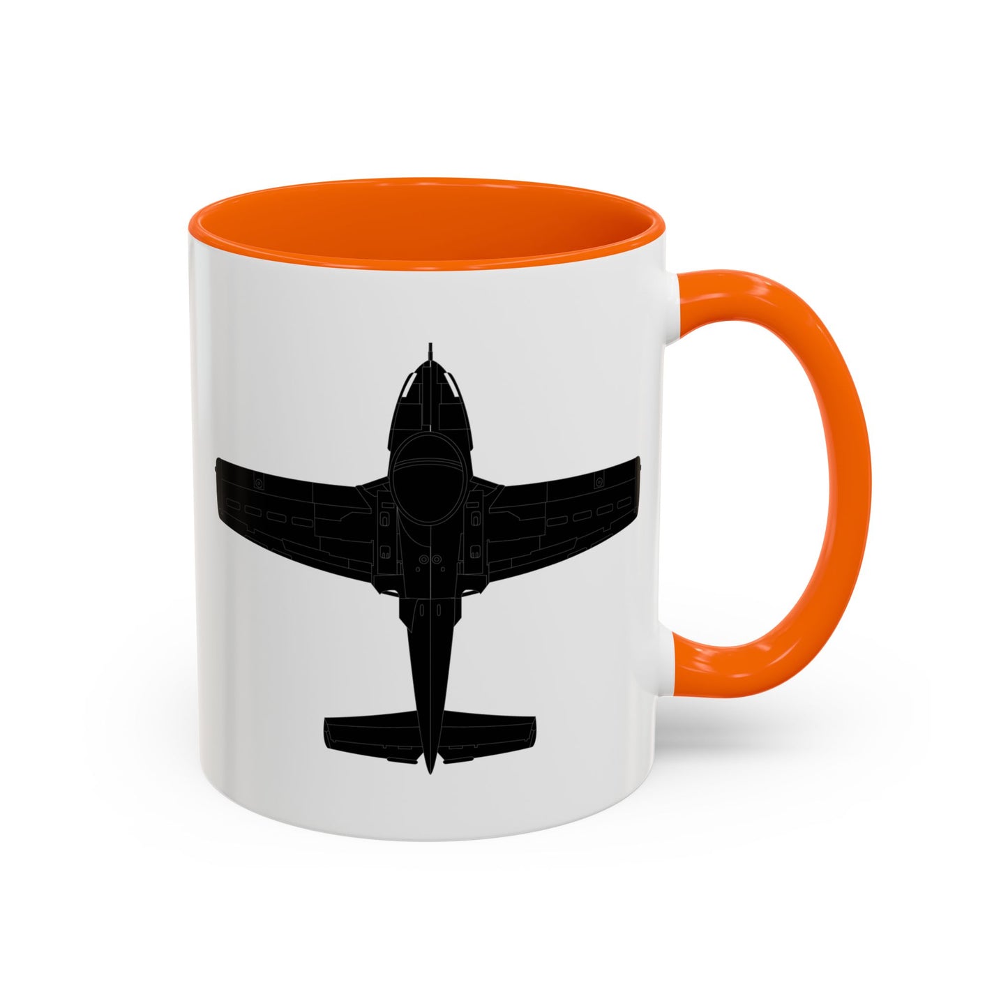 Accent Coffee Mug (11oz & 15oz) - Aircraft - T-37-Trainer - Top - Black - Metal X 300