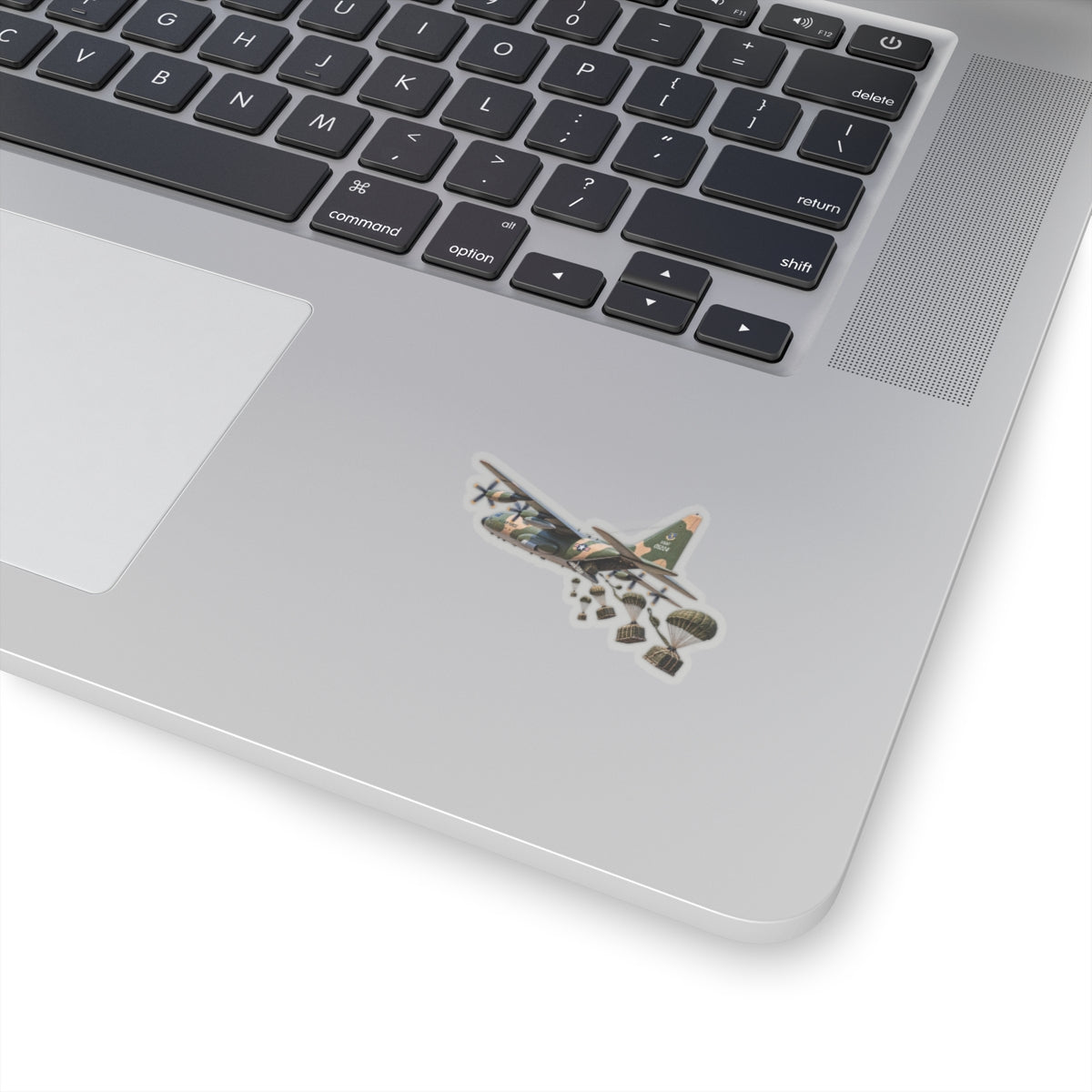 Kiss-Cut Stickers - C-130  Aircraft - Camo - Dropping Cargo Bundles