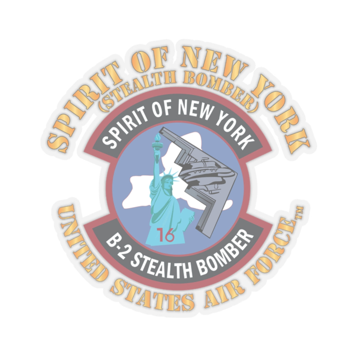 Kiss-Cut Stickers - USAF - B2 - Spirit of New York - Stealth Bomber X 300