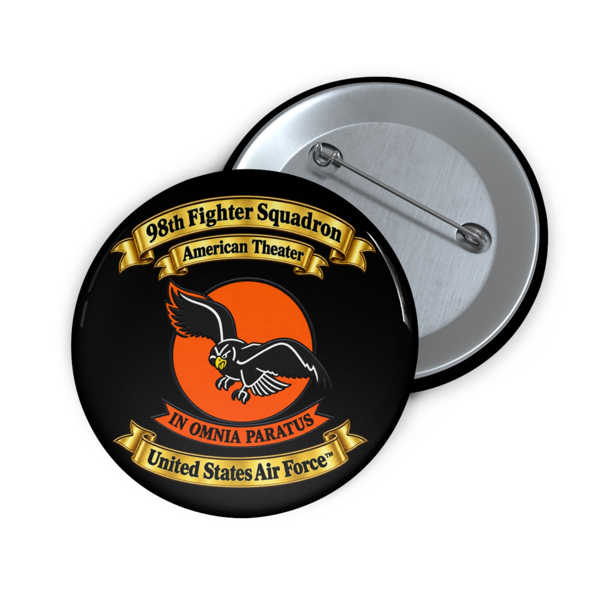 Custom Pin Button - 98th Fighter-Interceptor Squadron - SSI - American Theater - USAAF - 3D - Transparent