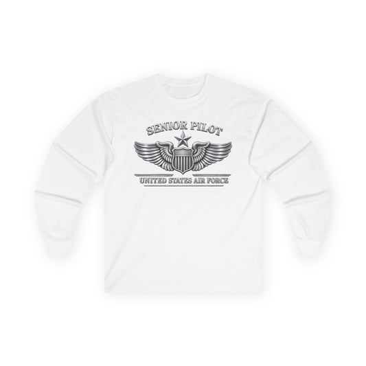 Unisex Ultra Cotton Long Sleeve Tee - USAF - Senior Pilot Badge - United States Air Force - 3D - Enhanced