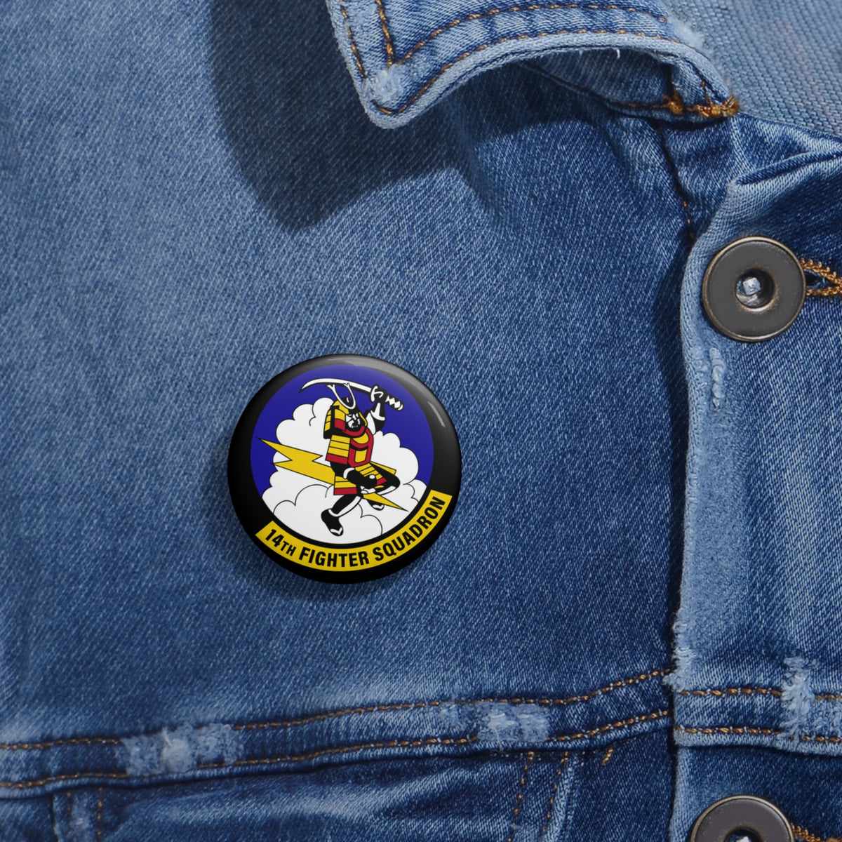 Custom Pin Button - USAF - 14th Fighter Squadron wo txt