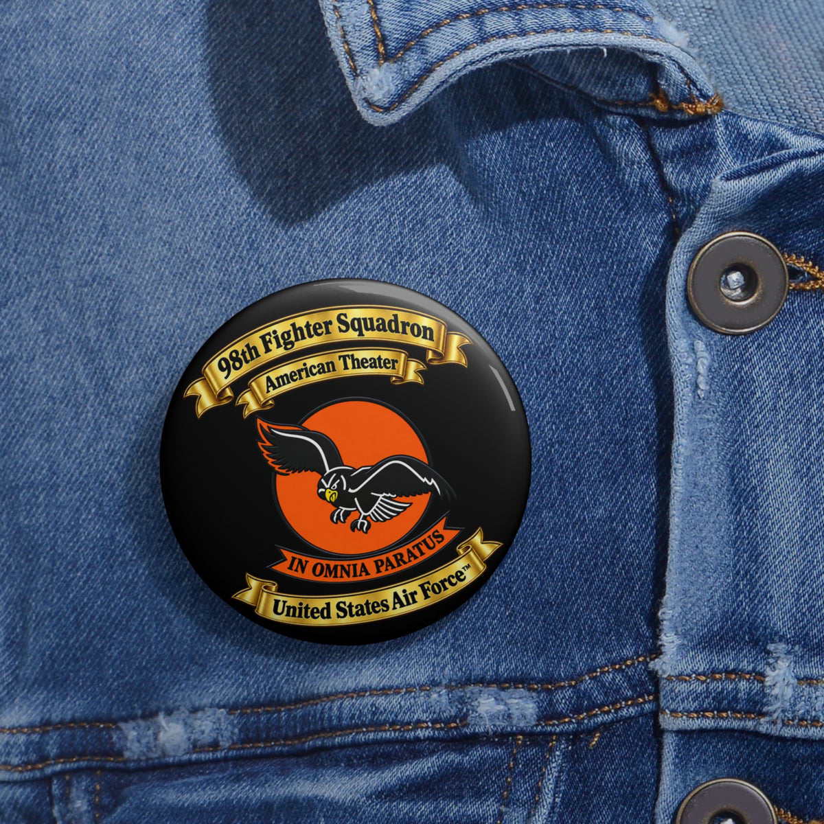 Custom Pin Button - 98th Fighter-Interceptor Squadron - SSI - American Theater - USAAF - 3D - Transparent
