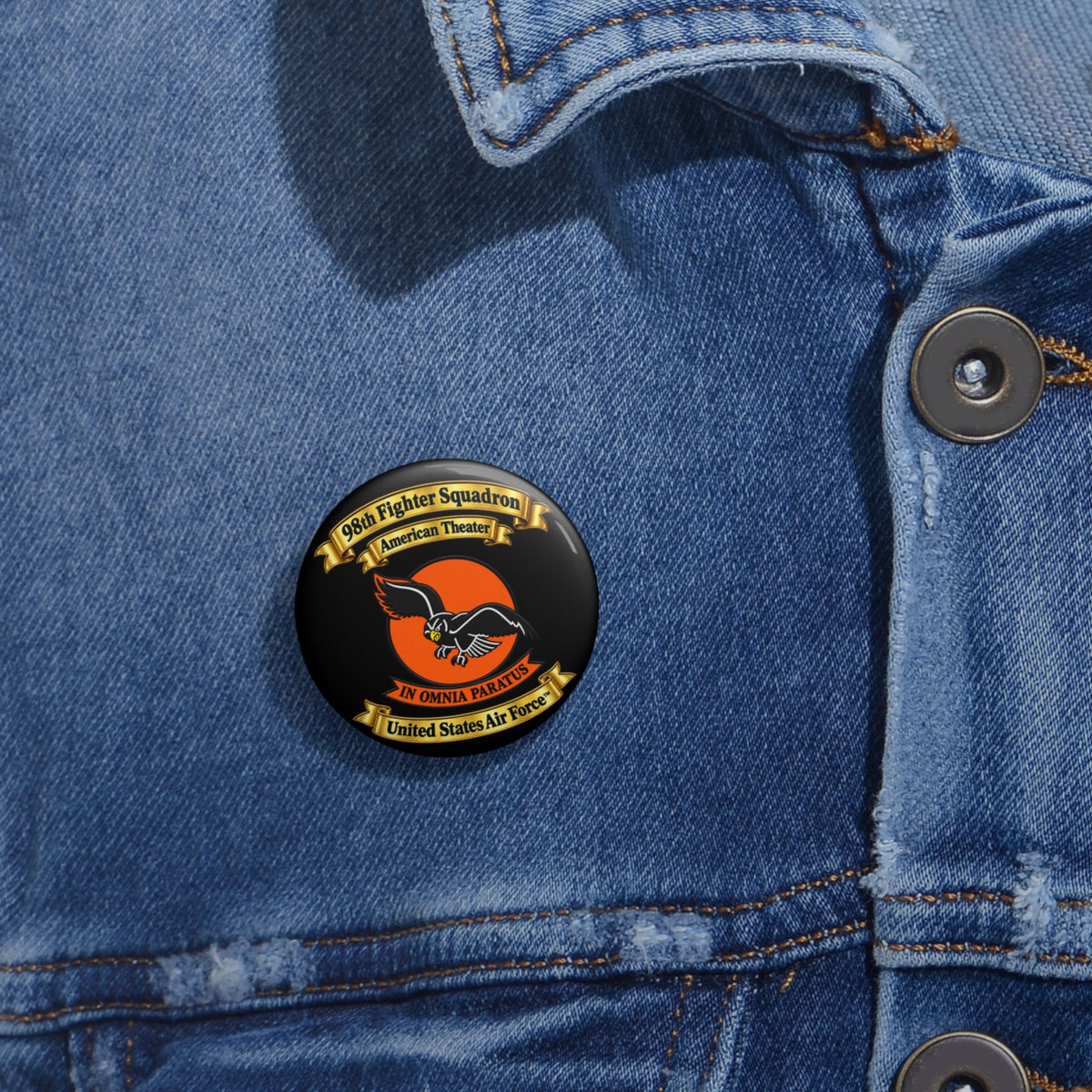 Custom Pin Button - 98th Fighter-Interceptor Squadron - SSI - American Theater - USAAF - 3D - Transparent