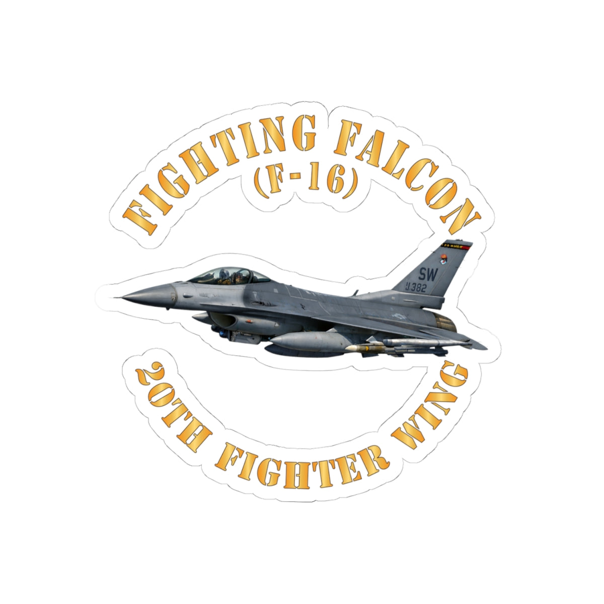 Kiss-Cut Stickers - USAF - F-16 Fighting Falcon - 20th Fighter Wing X 300
