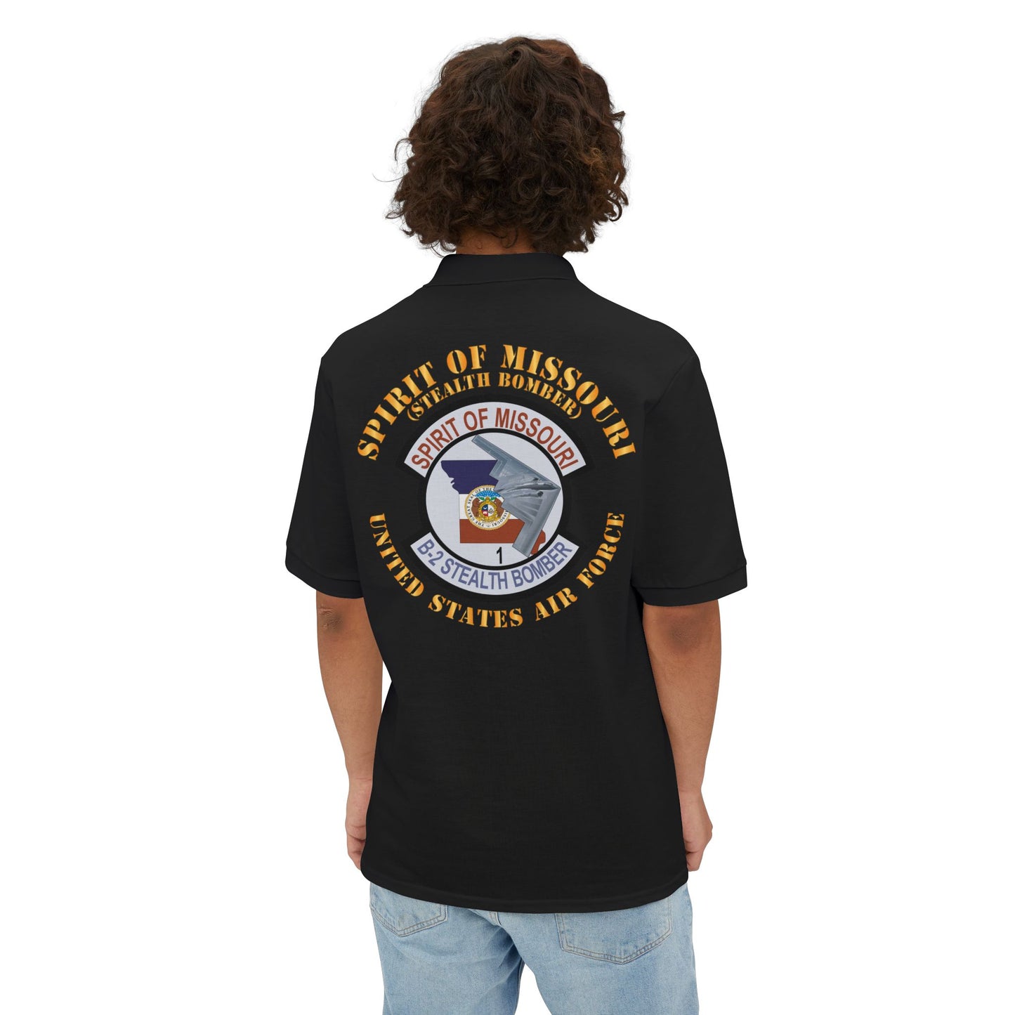 Men's Piqué Polo - USAF - B2 - Spirit of Missouri Stealth Bomber X 300