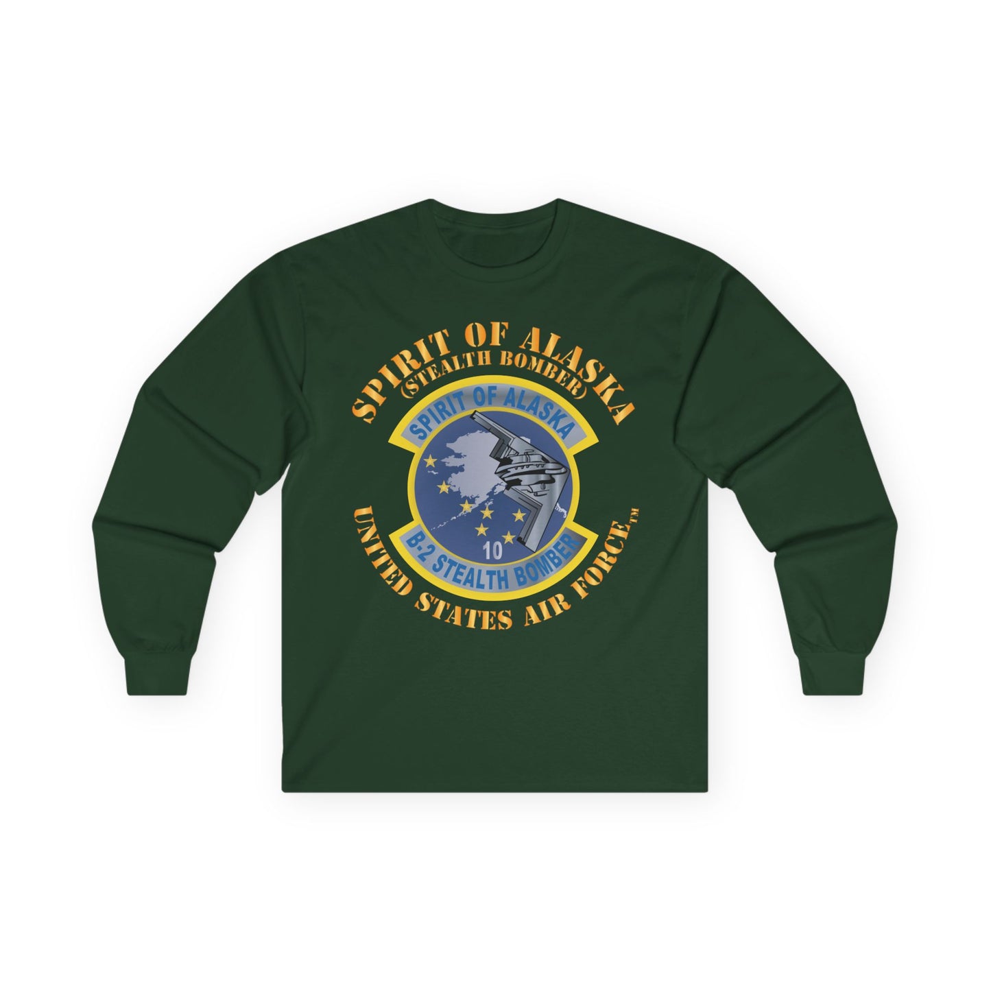 Unisex Ultra Cotton Long Sleeve Tee - USAF - B2 - Spirit of Alaska - Stealth Bomber X 300