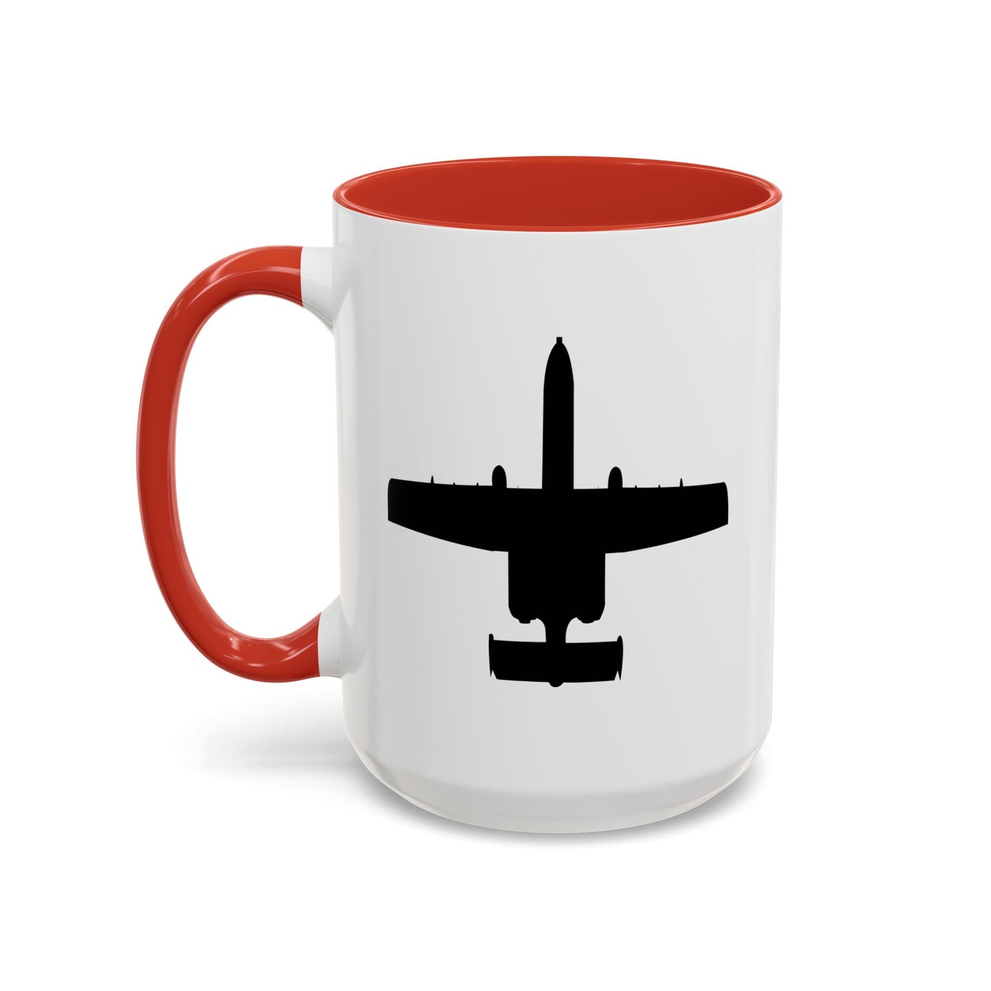 Accent Coffee Mug (11oz & 15oz) - Aircraft - USAF - A-10 Thunderbolt II - Top - Silhouette X 300