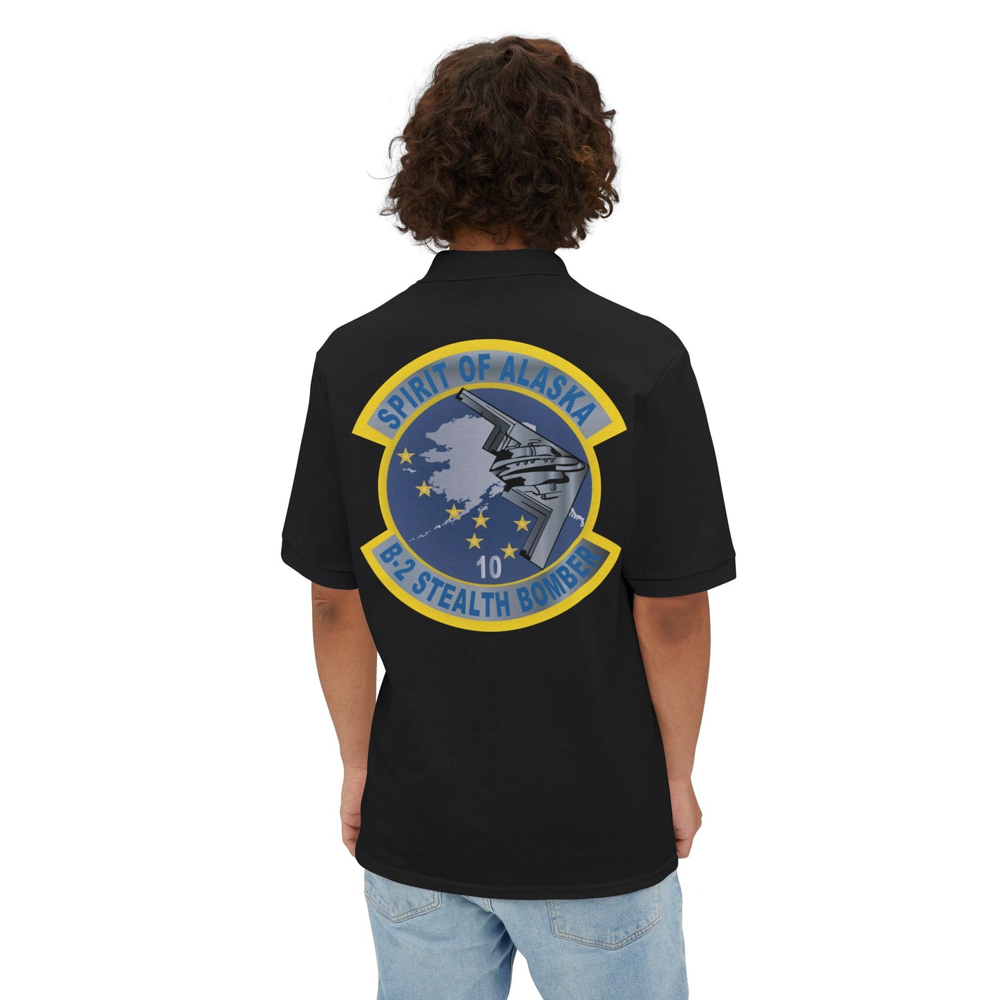 Men's Piqué Polo - USAF - B2 - Spirit of Alaska - Stealth Bomber wo txt X 300