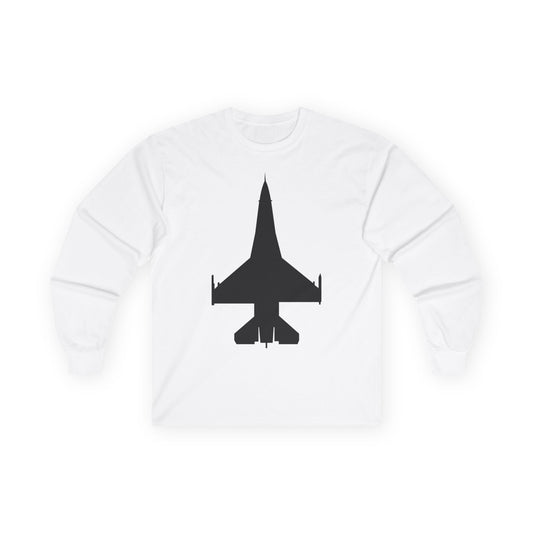 Unisex Ultra Cotton Long Sleeve Tee - Aircraft - F-16 -Top - Black wo Txt X 300
