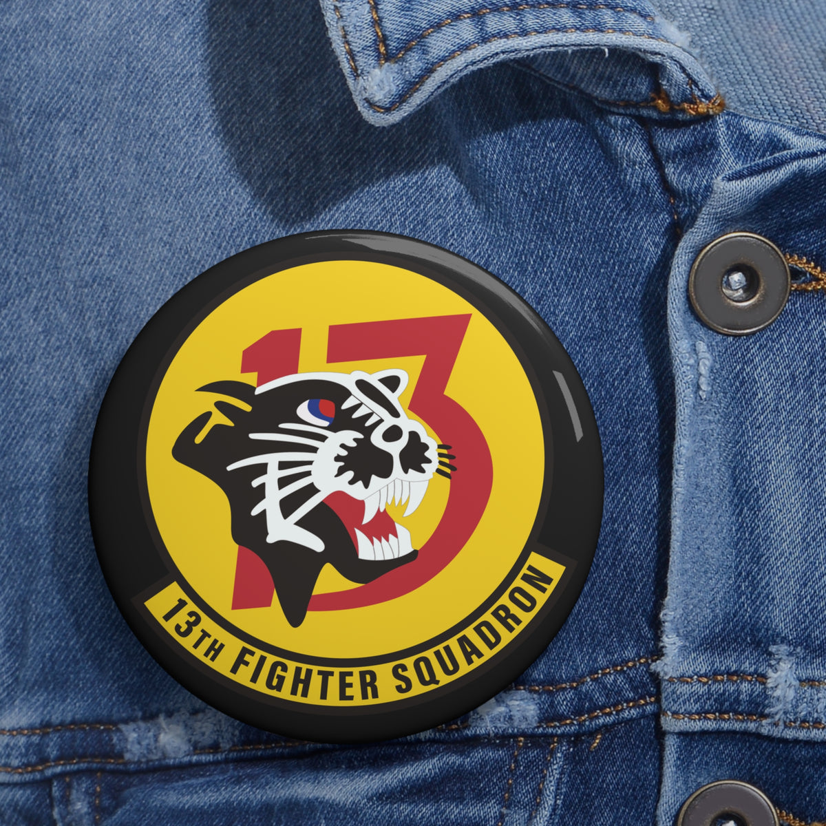 Custom Pin Button - USAF - 13th Fighter Squadron wo txt