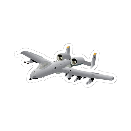 Kiss-Cut Stickers - Aircraft - A10 - Front - Top - Oblique X 300