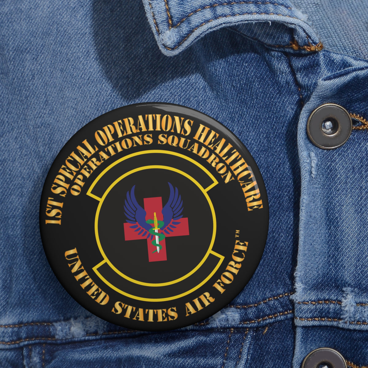 Custom Pin Button - USAF - 1st Special Operations Healthcare Operations Squadron X 300