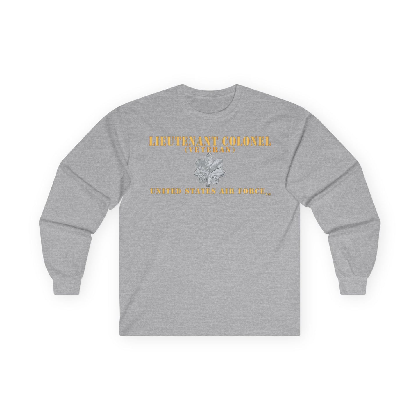 Unisex Ultra Cotton Long Sleeve Tee - USAF - Lieutenant Colonel - LTC - Veteran - Flat - TM X 300