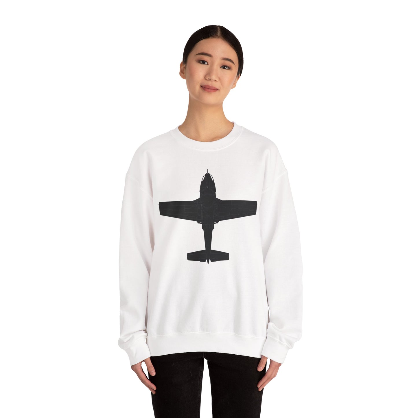 Crewneck Sweatshirt - Aircraft - T-37-Trainer - Top - Black - Metal X 300