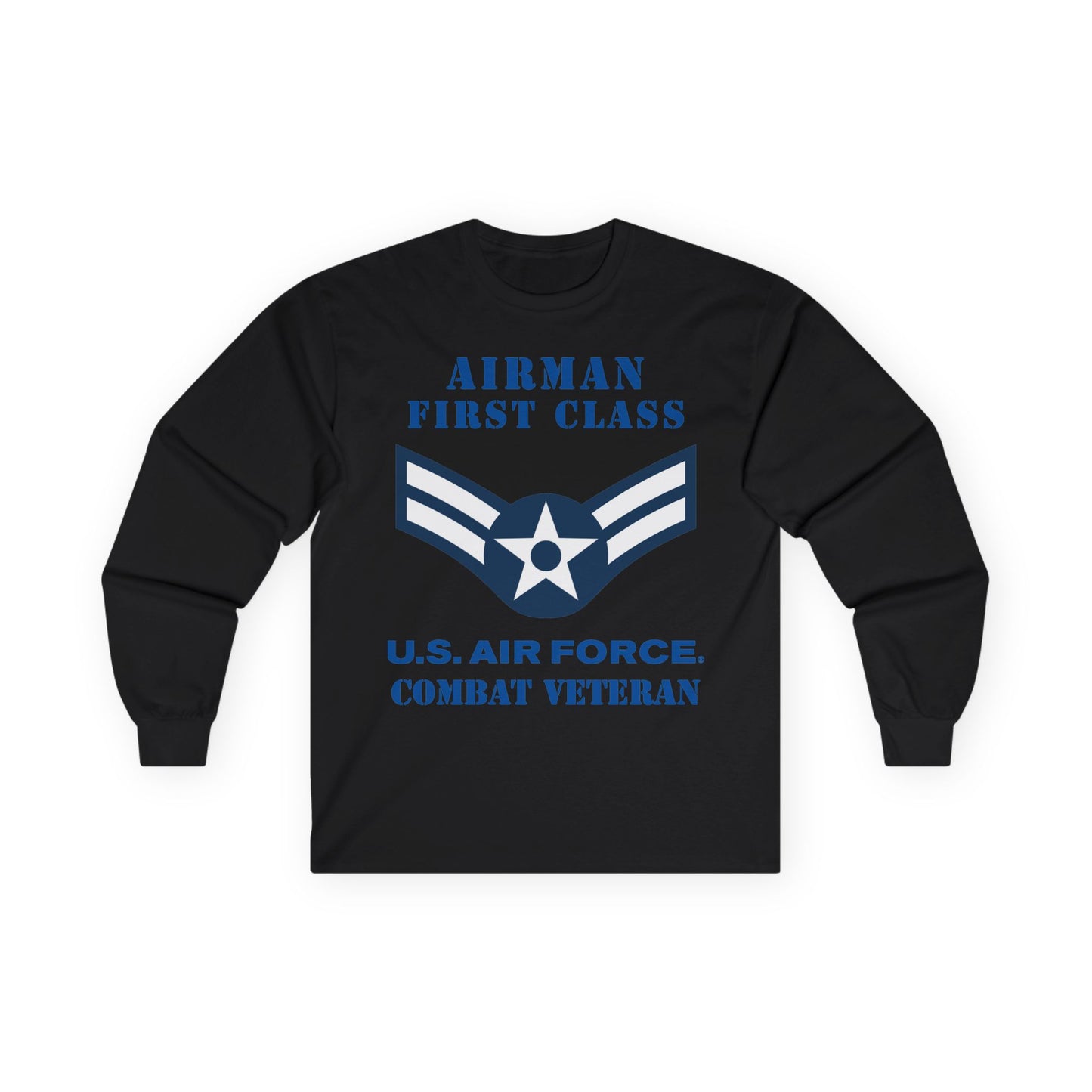 Unisex Ultra Cotton Long Sleeve Tee - USAF - Airman - First Class (E3) - 2020 - Combat Veteran