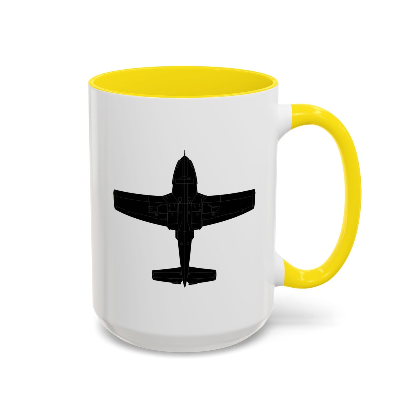 Accent Coffee Mug (11oz & 15oz) - Aircraft - T-37-Trainer - Bottom - Black - Metal X 300