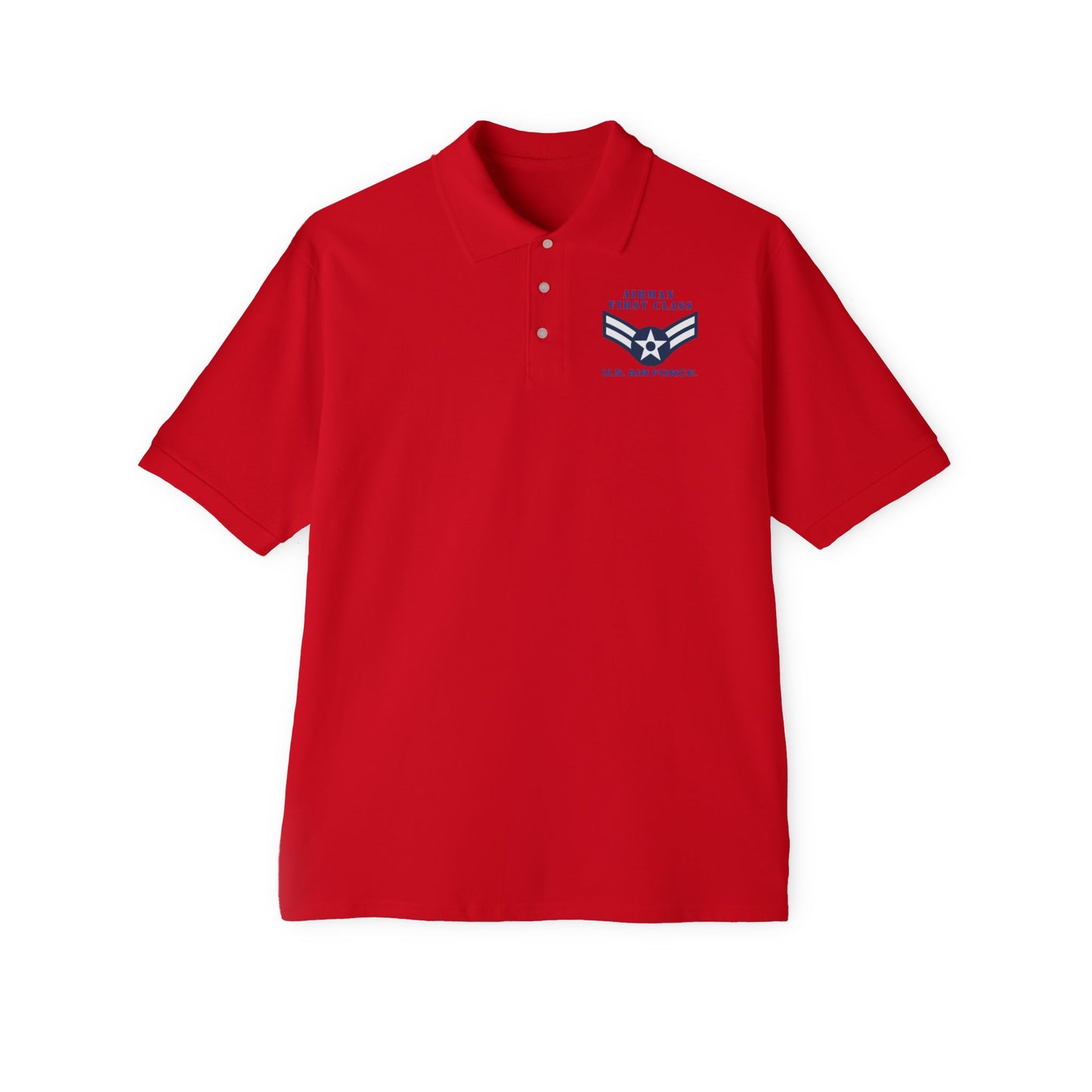 Men's Piqué Polo - USAF - Airman - First Class (E3) - 2020 - US Air Force w Text X 300